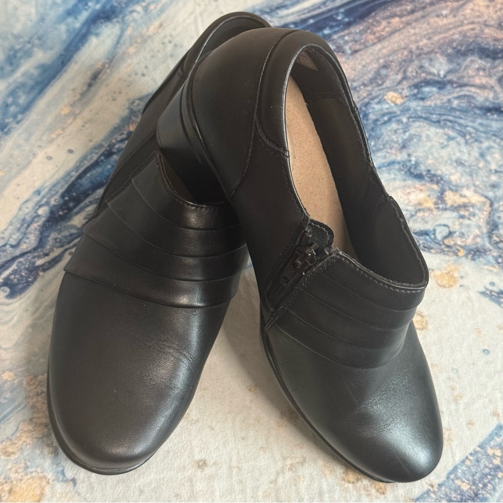 Clarks Black Ankle Boots with Leather Finish
